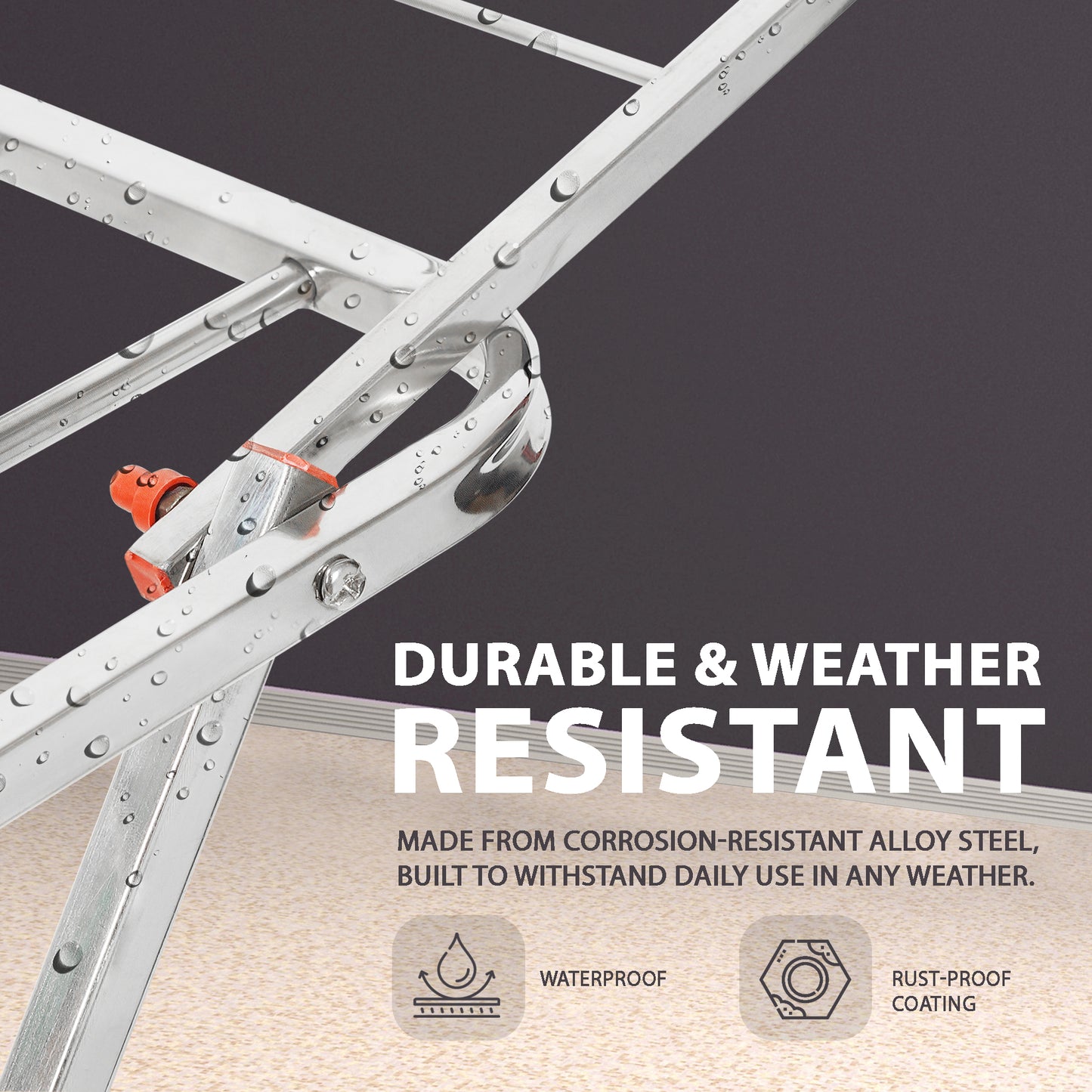 H Houseware Stainless Steel Heavy Duty Foldable Cloth Drying Stand for Balcony
