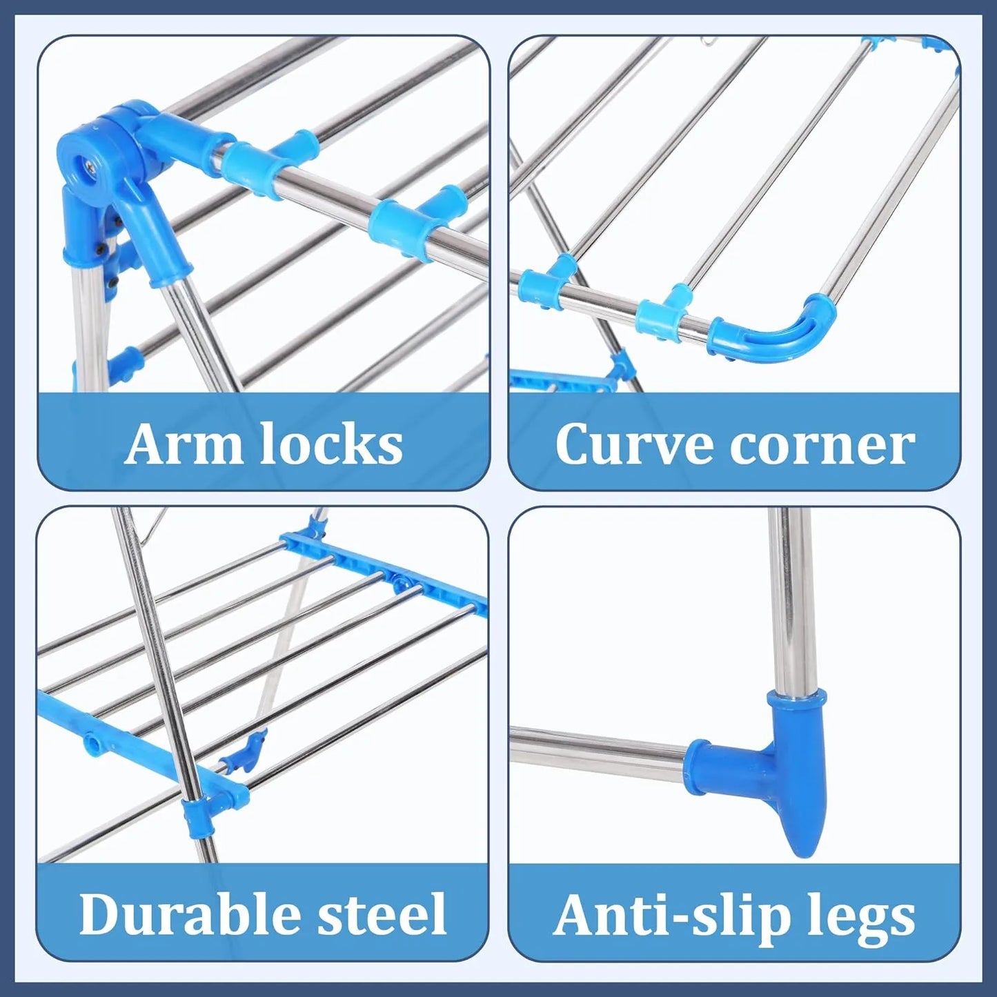 H Houseware Foldable Cloth Drying Stand For Balcony (Butterfly Stand),