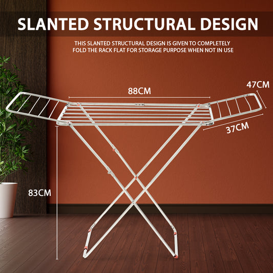 H Houseware Stainless Steel Heavy Duty Foldable Cloth Drying Stand for Balcony