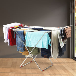 H Houseware Stainless Steel Heavy Duty Foldable Cloth Drying Stand for Balcony