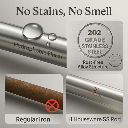 H Houseware Foldable Cloth Drying Stand Stainless Steel 3 Tier Heavy-Duty Clothes Dryer Indoor & Outdoor Use with Wheels & Hanger Slots Rust-Proof Laundry Rack (White)