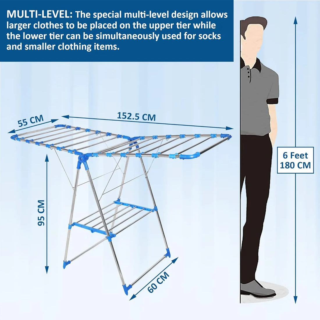 Foldable Cloth Drying Stand For Balcony (Butterfly Stand),