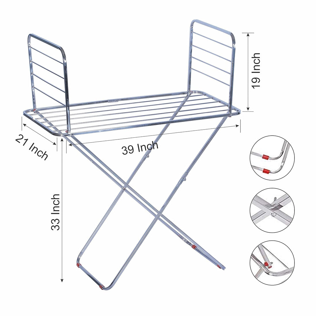 H Houseware Stainless Steel Heavy Duty Foldable Cloth Drying Stand for Balcony