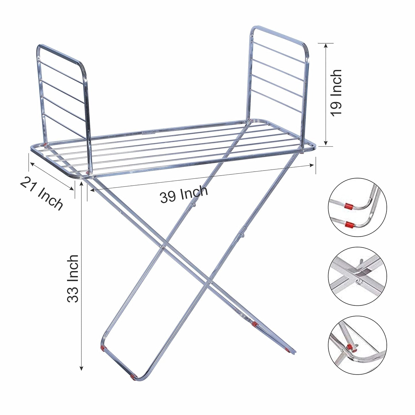 H Houseware Stainless Steel Heavy Duty Foldable Cloth Drying Stand for Balcony