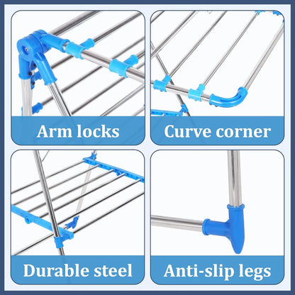 H Houseware Foldable Cloth Drying Stand For Balcony (Butterfly Stand),