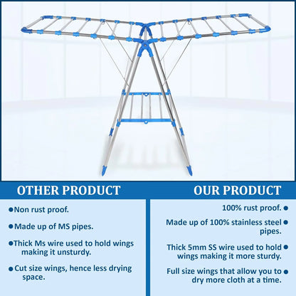 H Houseware Foldable Cloth Drying Stand For Balcony (Butterfly Stand),