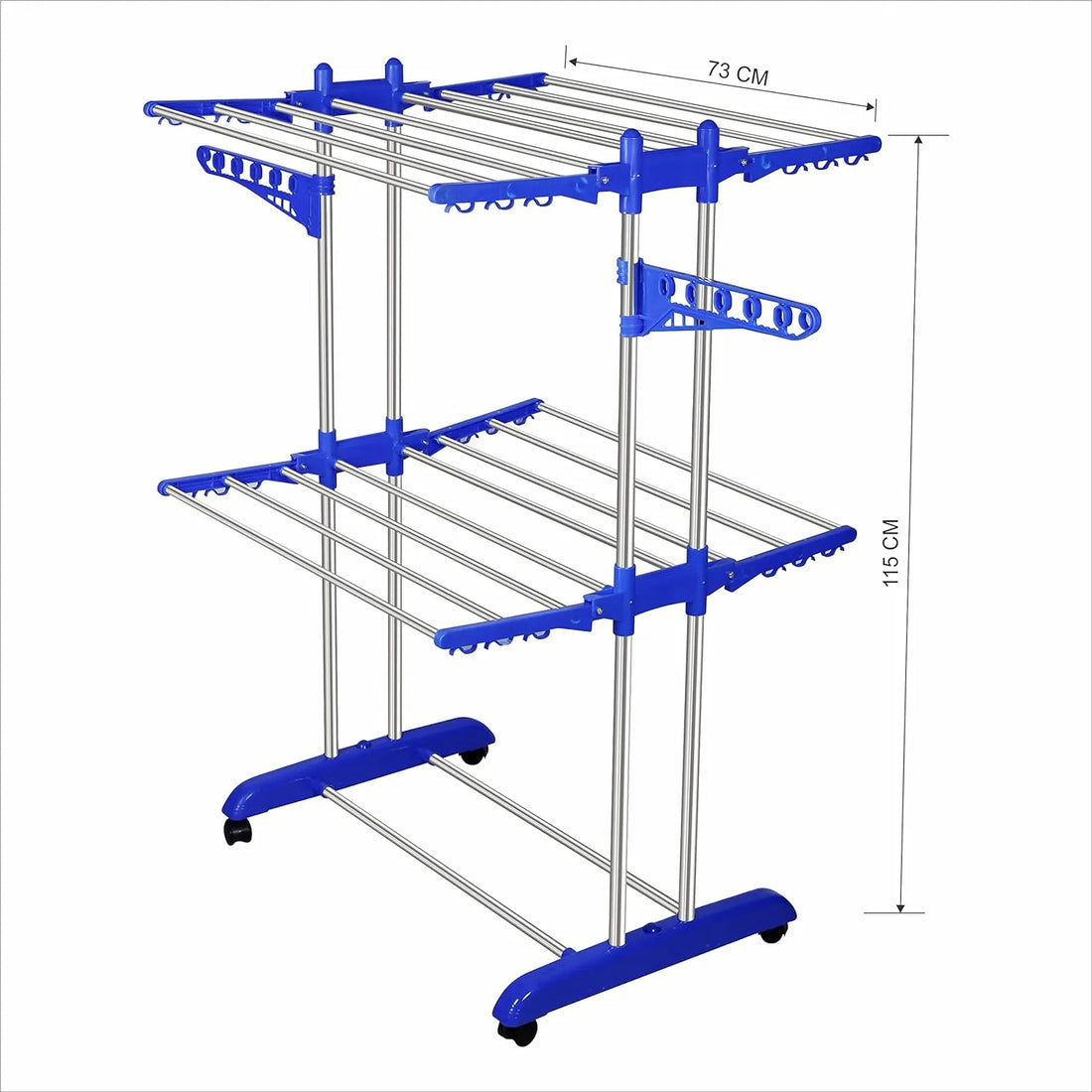 H Houseware Stainless Steel Double Pole 2 Layer Cloth Drying Stand For Balcony (2 Tier Cloth Stand)