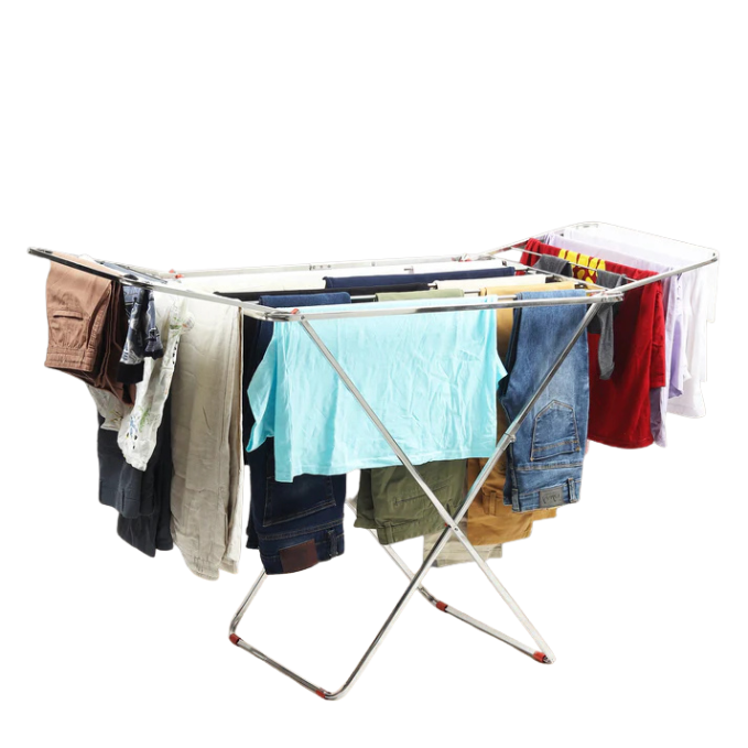 H Houseware Stainless Steel Heavy Duty Foldable Cloth Drying Stand for Balcony