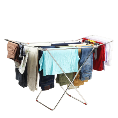 H Houseware Stainless Steel Heavy Duty Foldable Cloth Drying Stand for Balcony